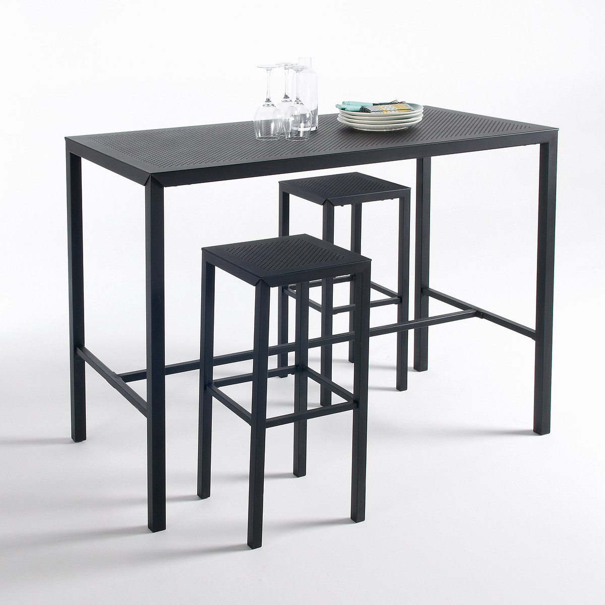 Столик высокий из перфорированного металла Choe единый размер черный столик laredoute столик из лакированного металла romy единый размер черный