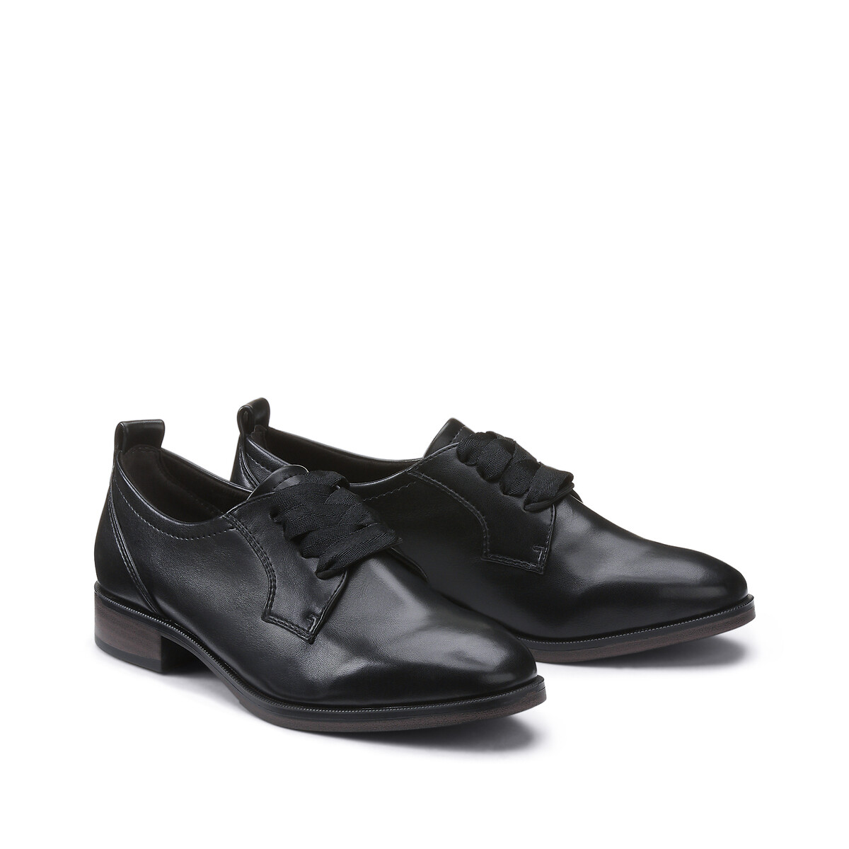 Ботинки-дерби лакированные с двойной шнуровкой  38 черный LaRedoute, размер 38 - фото 2