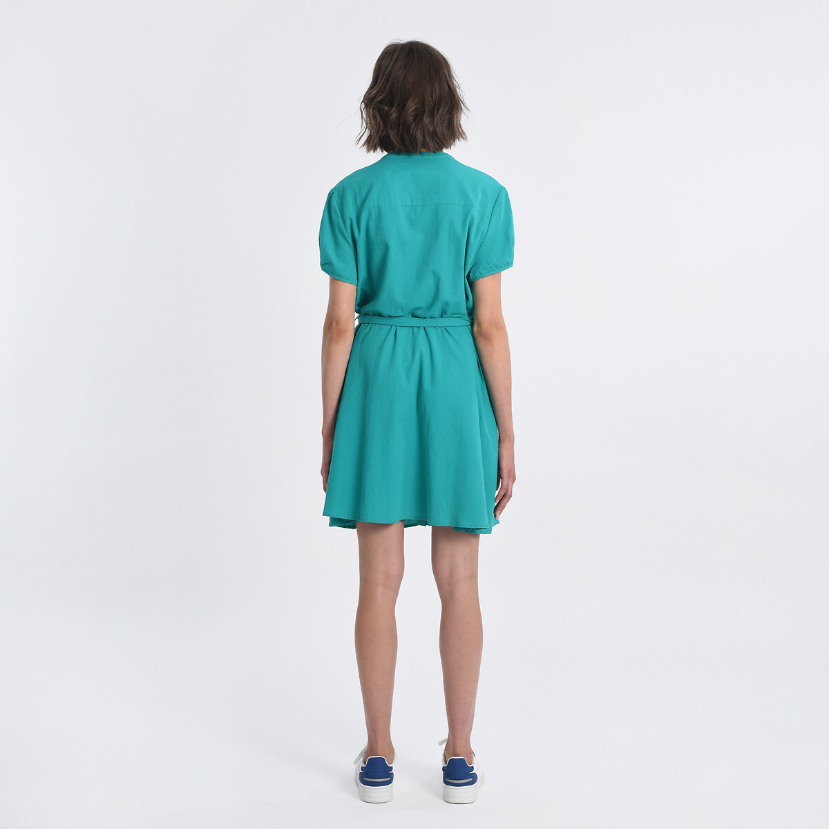 Платье Короткое на пуговицах пояс с завязками L зеленый LaRedoute, размер L - фото 4