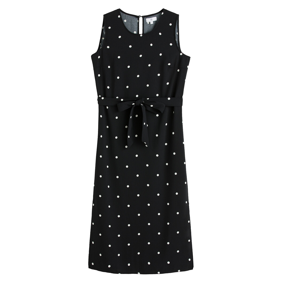 Платье Без рукавов длинное с принтом в горошек 58 черный LaRedoute, размер 58 - фото 5