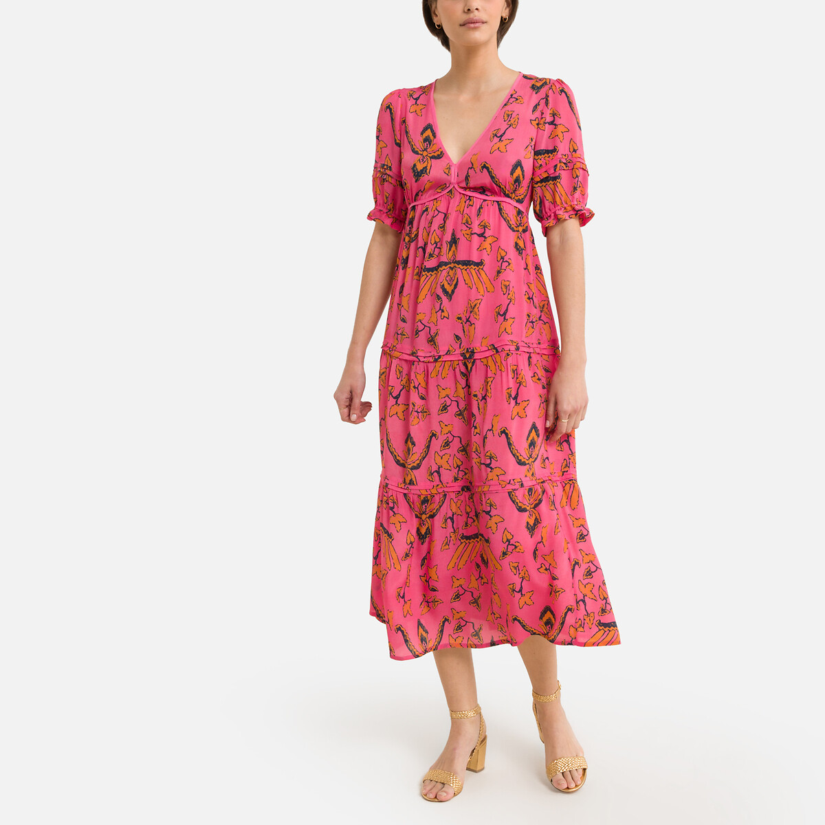 Платье BA&SH Длинное с принтом CALAS 3(L) розовый, размер 3(L) Длинное с принтом CALAS 3(L) розовый - фото 1