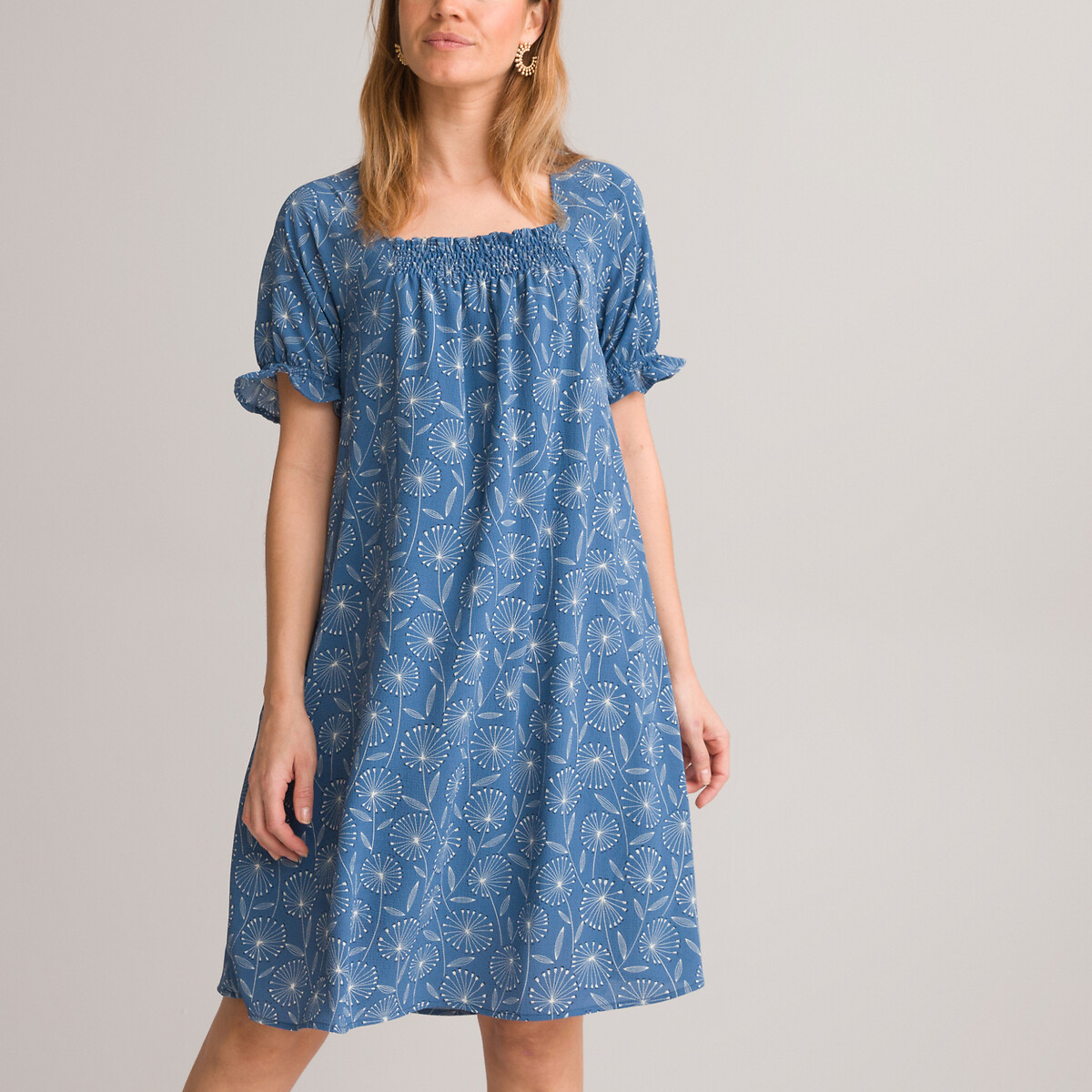 Платье-миди Расклешенное с цветочным принтом 46 синий
