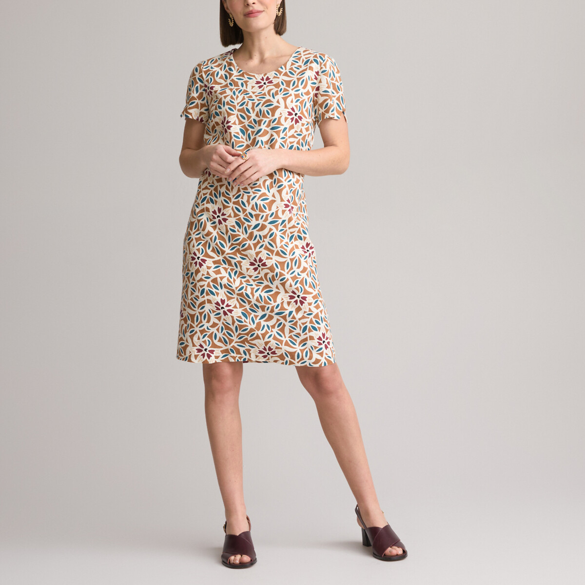 Платье Прямого покроя средней длины с цветочным принтом 52 разноцветный LaRedoute, размер 52 - фото 2
