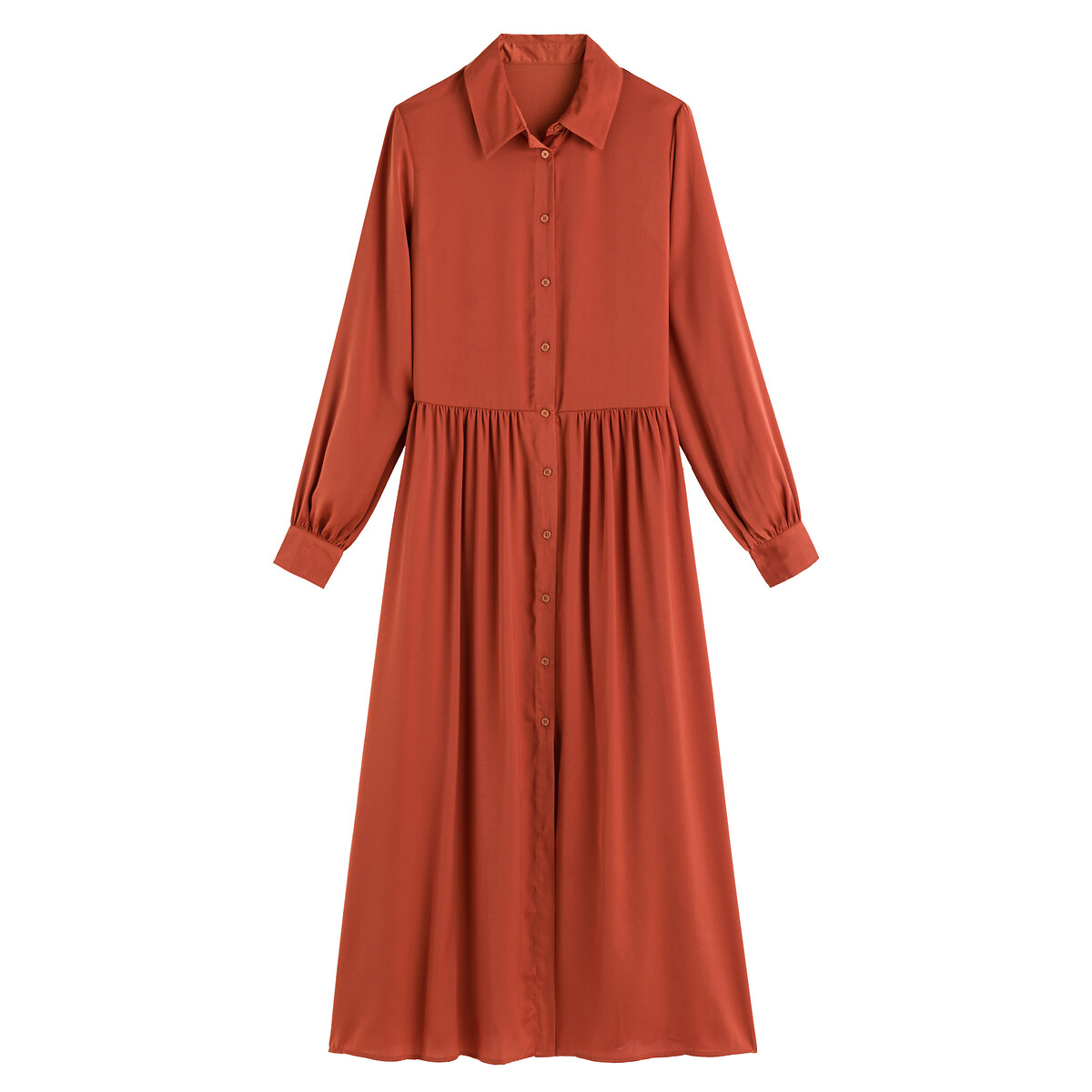 Платье-рубашка LA REDOUTE COLLECTIONS Макси с длинными рукавами 50 оранжевый, размер 50 - фото 5