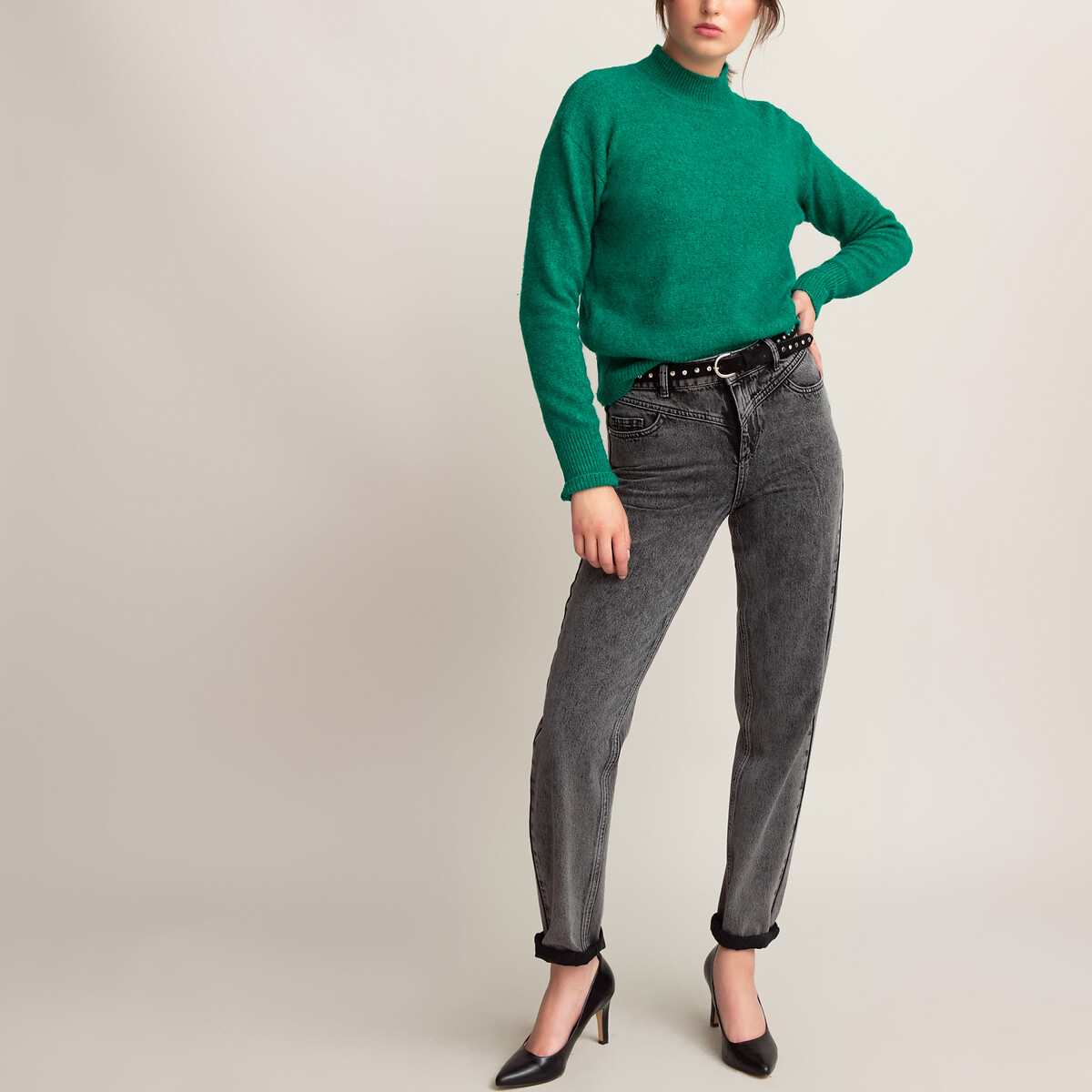 Пуловер La Redoute С воротником-стойкой пушистый трикотаж XL зеленый, размер XL - фото 2