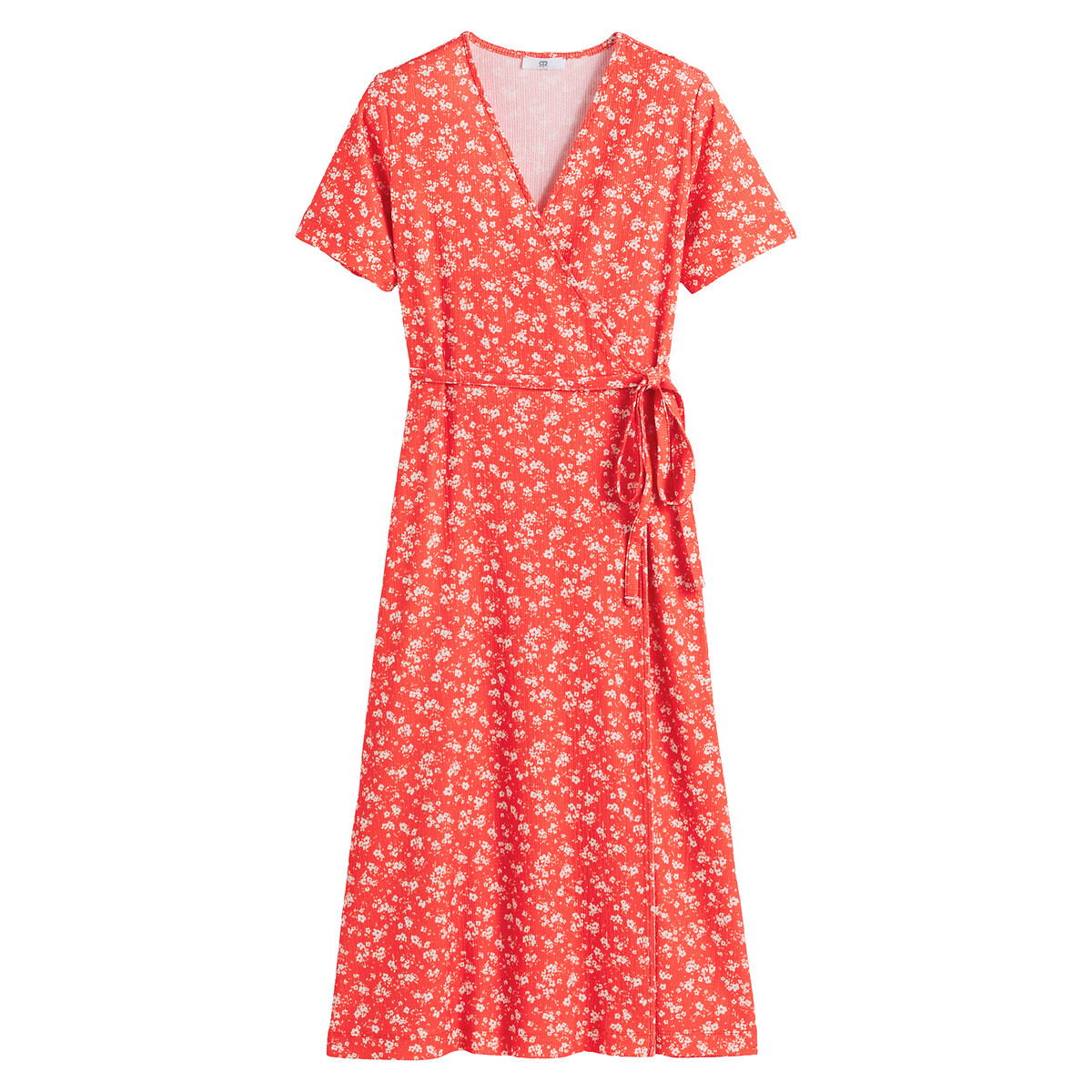 Платье с запахом с цветочным принтом длина миди 34  XS красный LaRedoute, размер XS - фото 5