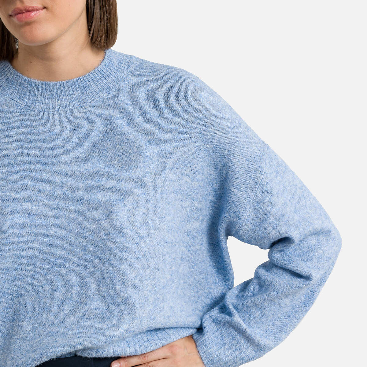 Пуловер Короткий из пышного трикотажа XL синий LaRedoute, размер XL - фото 3