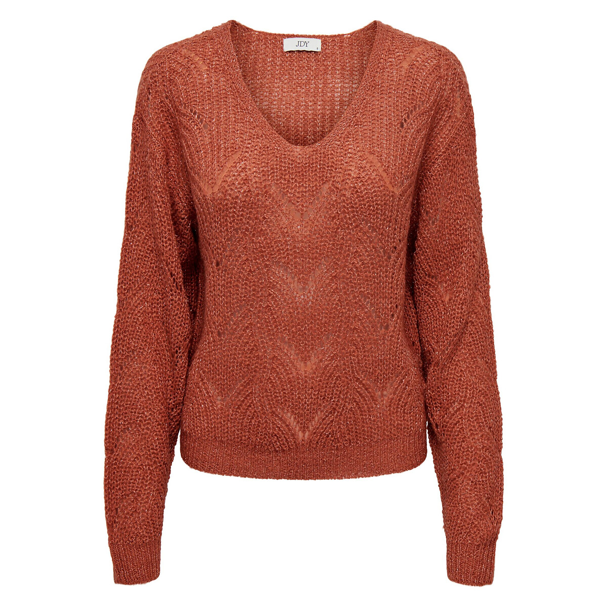 Пуловер из ажурного и блестящего трикотажа  S оранжевый LaRedoute, размер S - фото 5