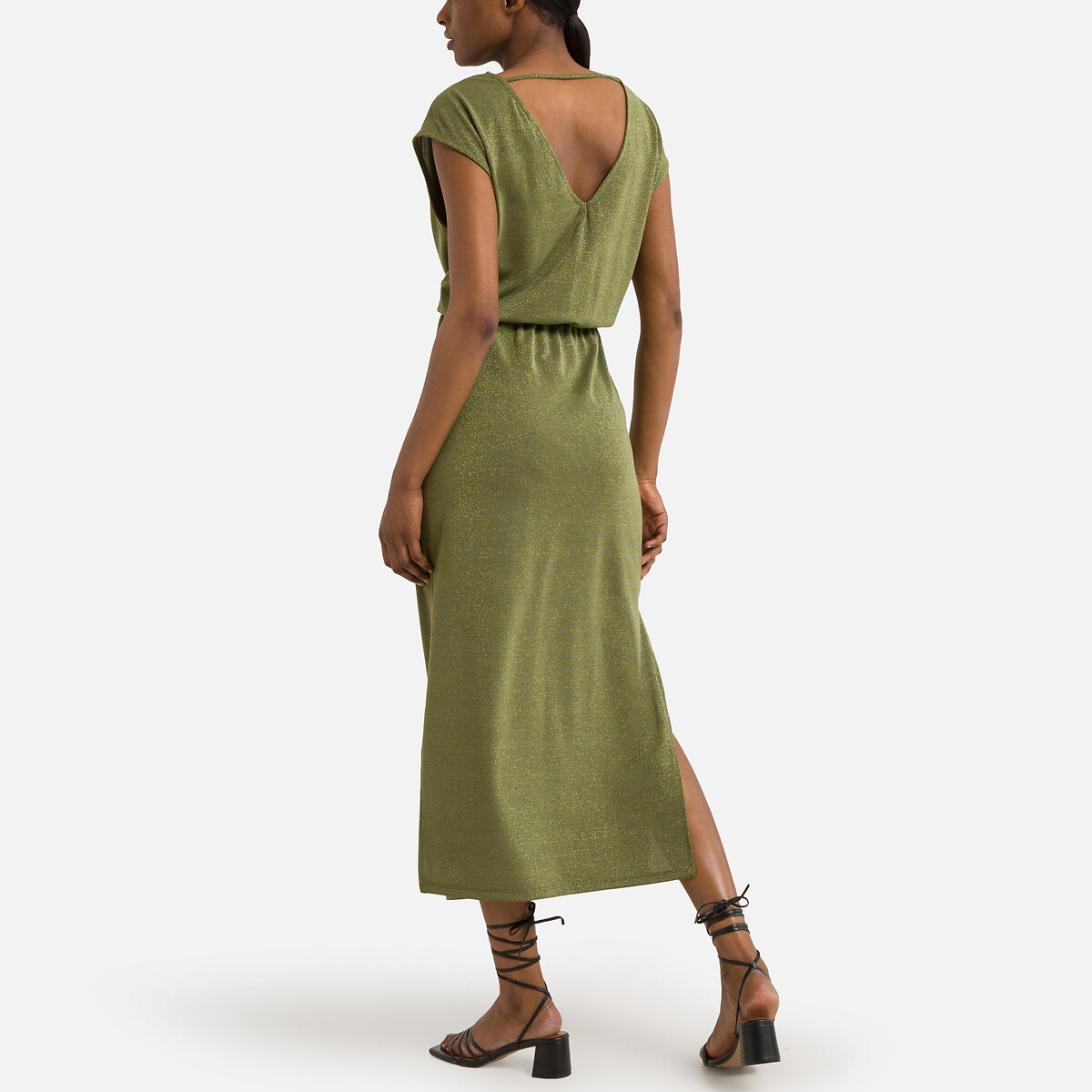 Платье Длинное короткие рукава блестящий трикотаж XL зеленый LaRedoute, размер XL - фото 4