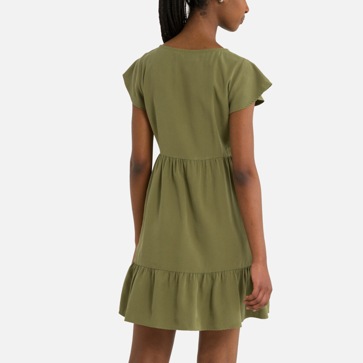 Платье Укороченное с короткими рукавами S зеленый LaRedoute, размер S - фото 4
