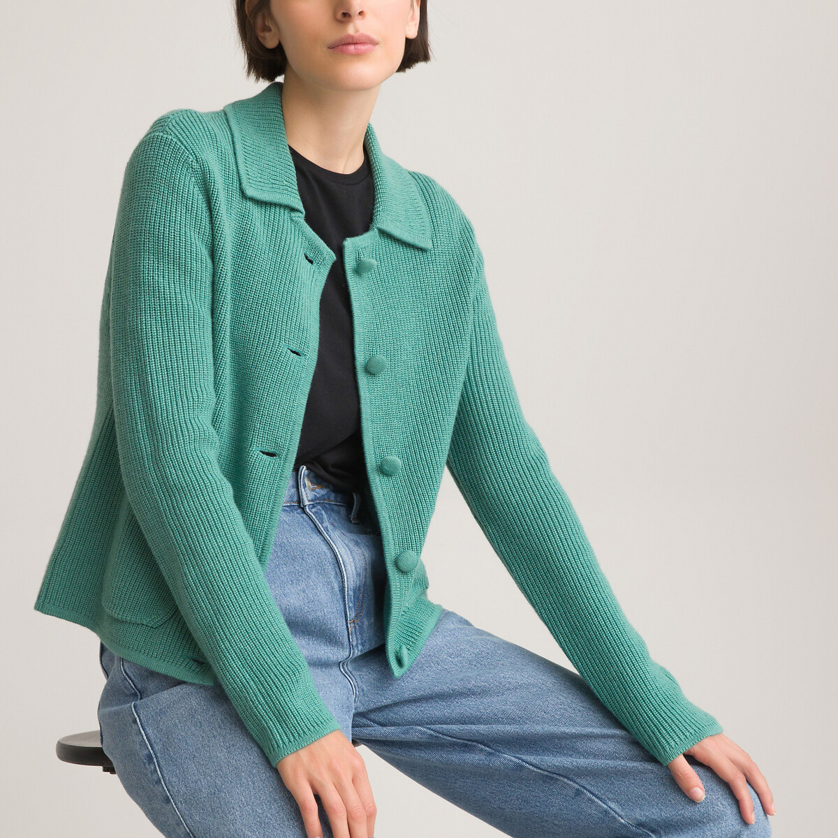 

Кардиган LA REDOUTE COLLECTIONS, Зеленый, С воротником-поло из плотного трикотажа на пуговицах XL зеленый