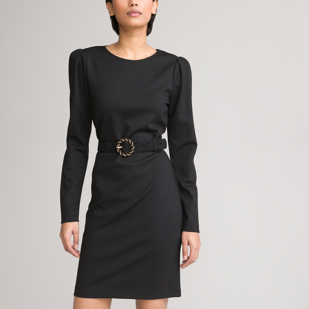 Платье LA REDOUTE COLLECTIONS Короткое облегающее с длинными рукавами 42 черный, размер 42 - фото 2