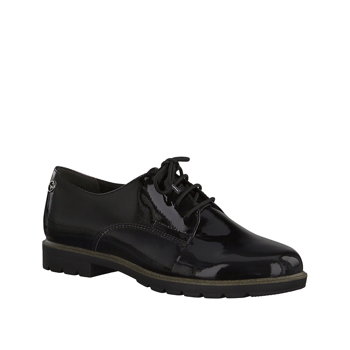 Ботинки-дерби LaRedoute Лакированные 40 черный, размер 40 - фото 2