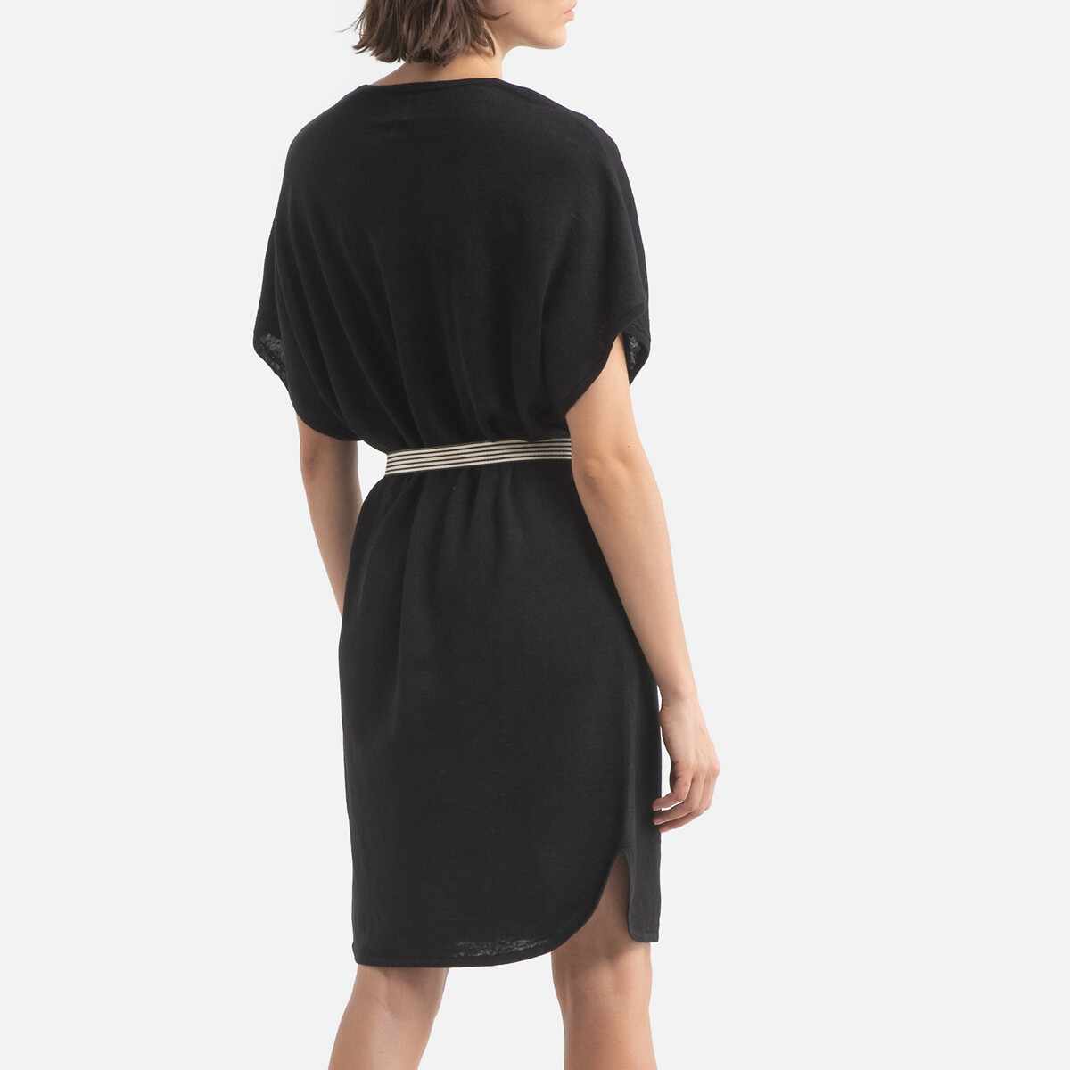 Платье LaRedoute Прямое из льна с короткими рукавами AGU 1(S) черный, размер 1(S) Прямое из льна с короткими рукавами AGU 1(S) черный - фото 4