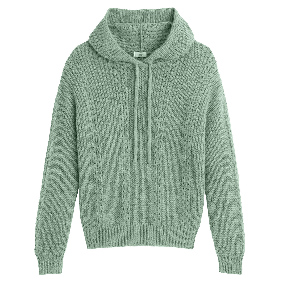 Пуловер LaRedoute С капюшоном из тонкого трикотажа M зеленый, размер M - фото 5