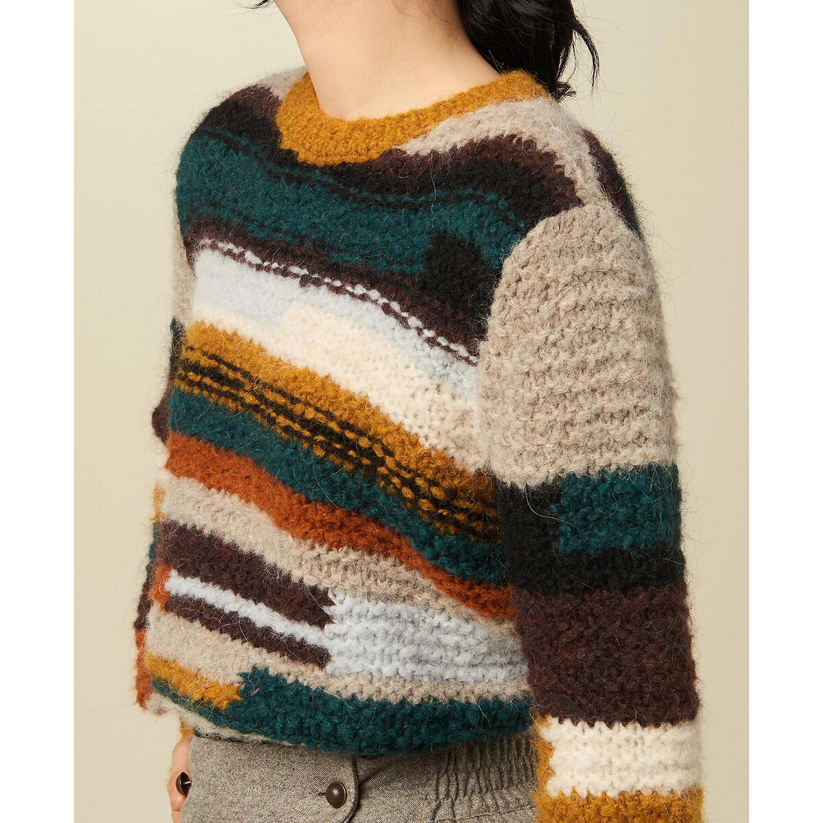 Пуловер LaRedoute С круглым вырезом из трикотажа ALLEN XS разноцветный, размер XS - фото 4
