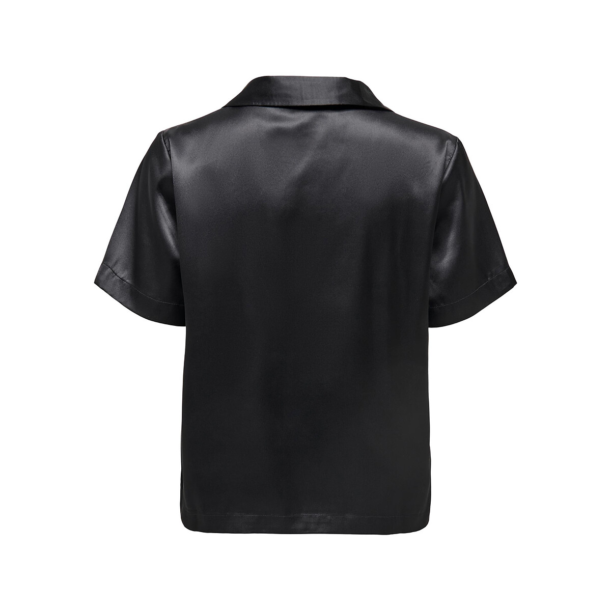 Блузка Из сатина короткие рукава M черный LaRedoute, размер M - фото 3
