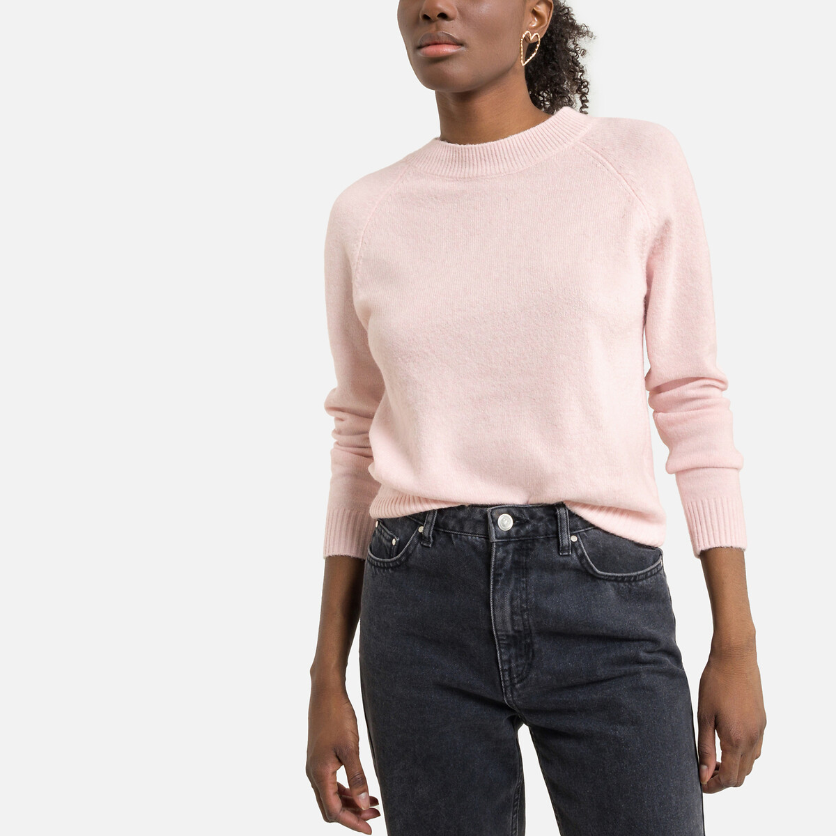 Пуловер VERO MODA Из пышного трикотажа с круглым вырезом XS розовый, размер XS