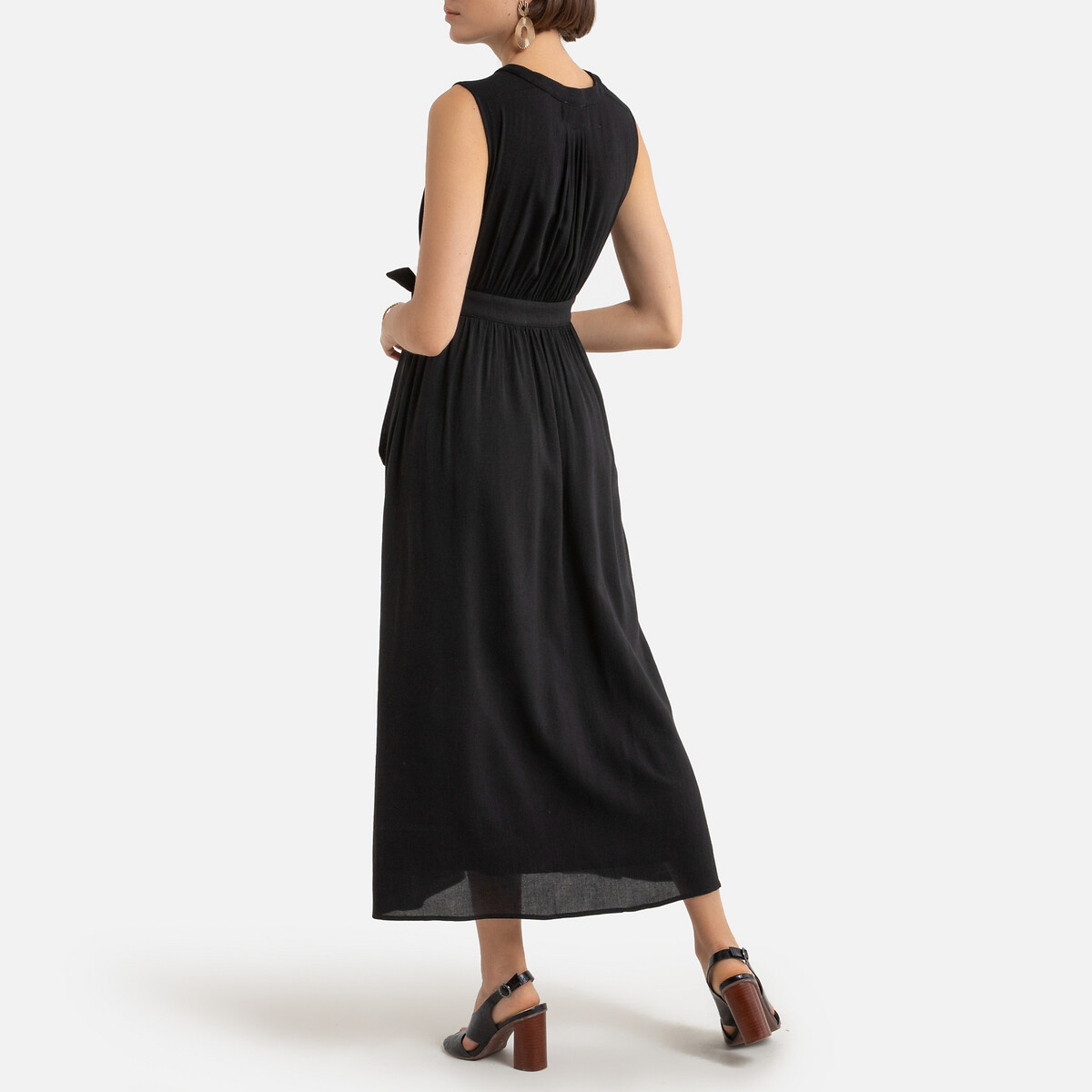 Платье-миди LaRedoute Без рукавов V-образный вырез 2(M) черный, размер 2(M) Без рукавов V-образный вырез 2(M) черный - фото 4