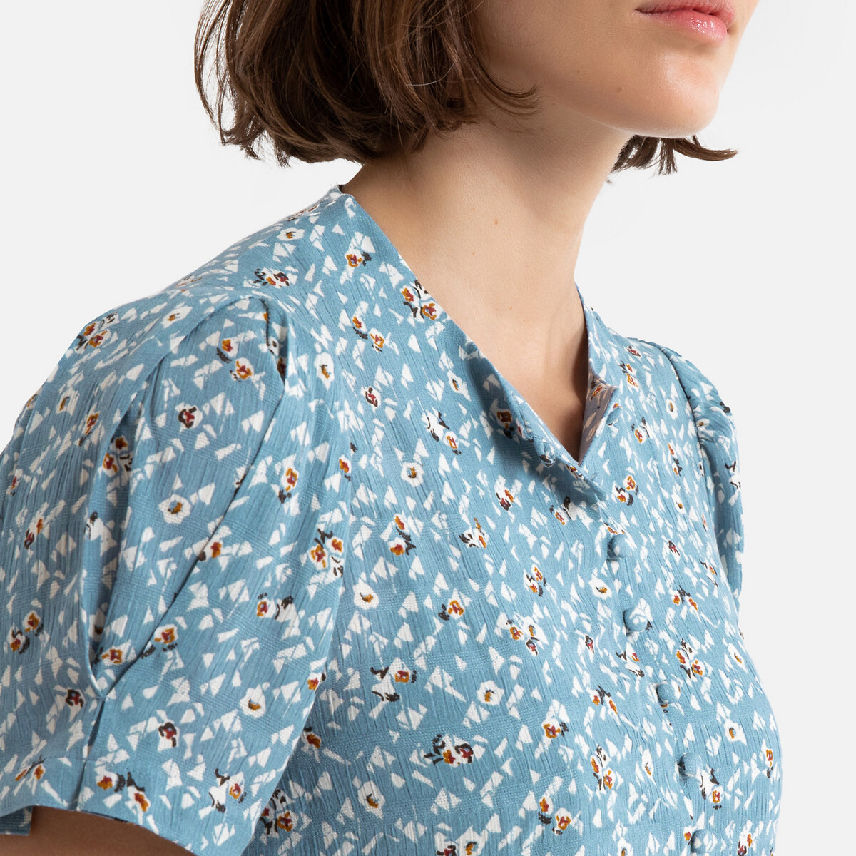 Блузка LaRedoute С принтом и короткими рукавами GUSTIN M синий, размер M - фото 3