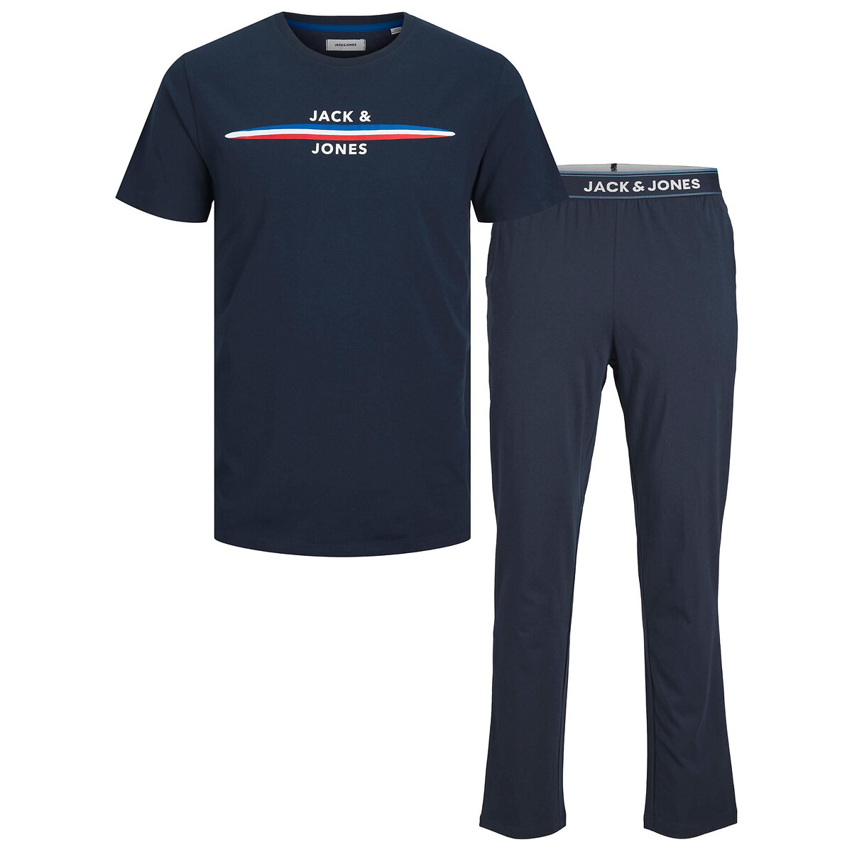 Пижама Футболка с короткими рукавами однотонные брюки XXL синий
