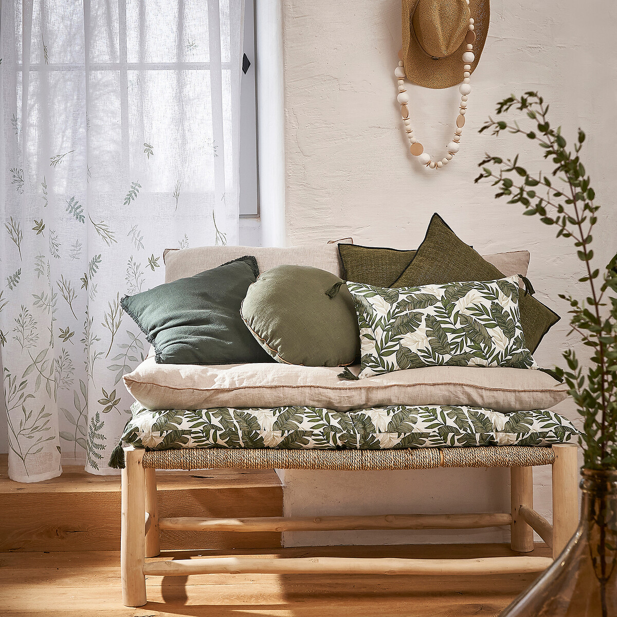 Чехол LA REDOUTE INTERIEURS На подушку прямоугольный Palma 50 x 30 см зеленый, размер 50 x 30 см - фото 2
