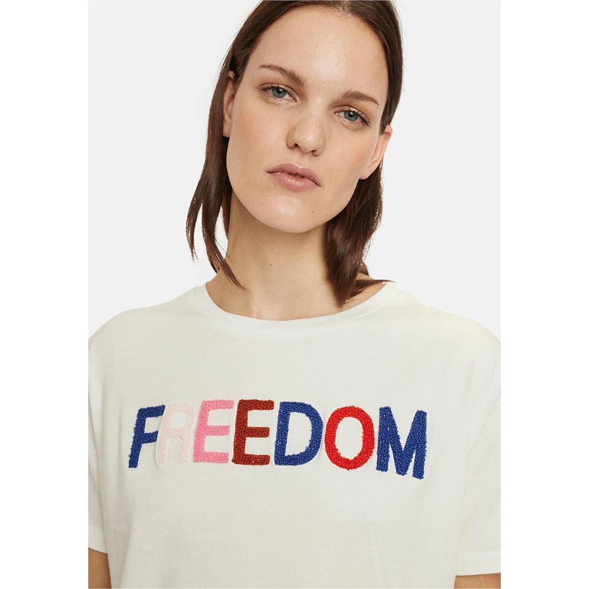 

Футболка LaRedoute, Бежевый, С короткими рукавами с вышивкой XL бежевый