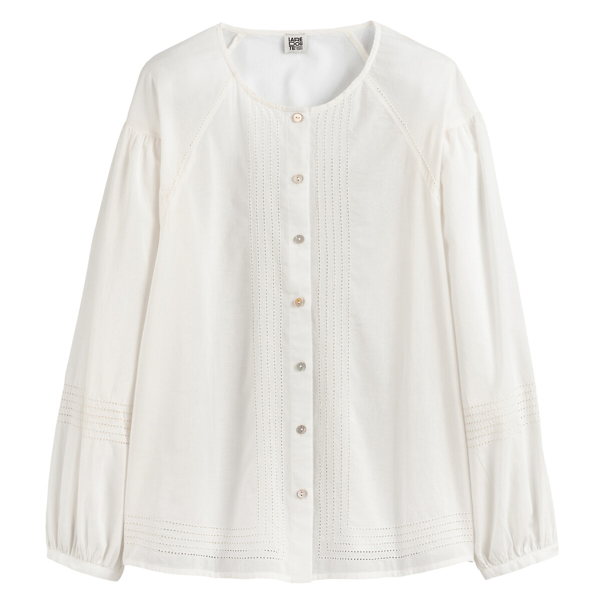 Блузка с круглым вырезом тесьма с вышивкой  44 (FR) - 50 (RUS) белый