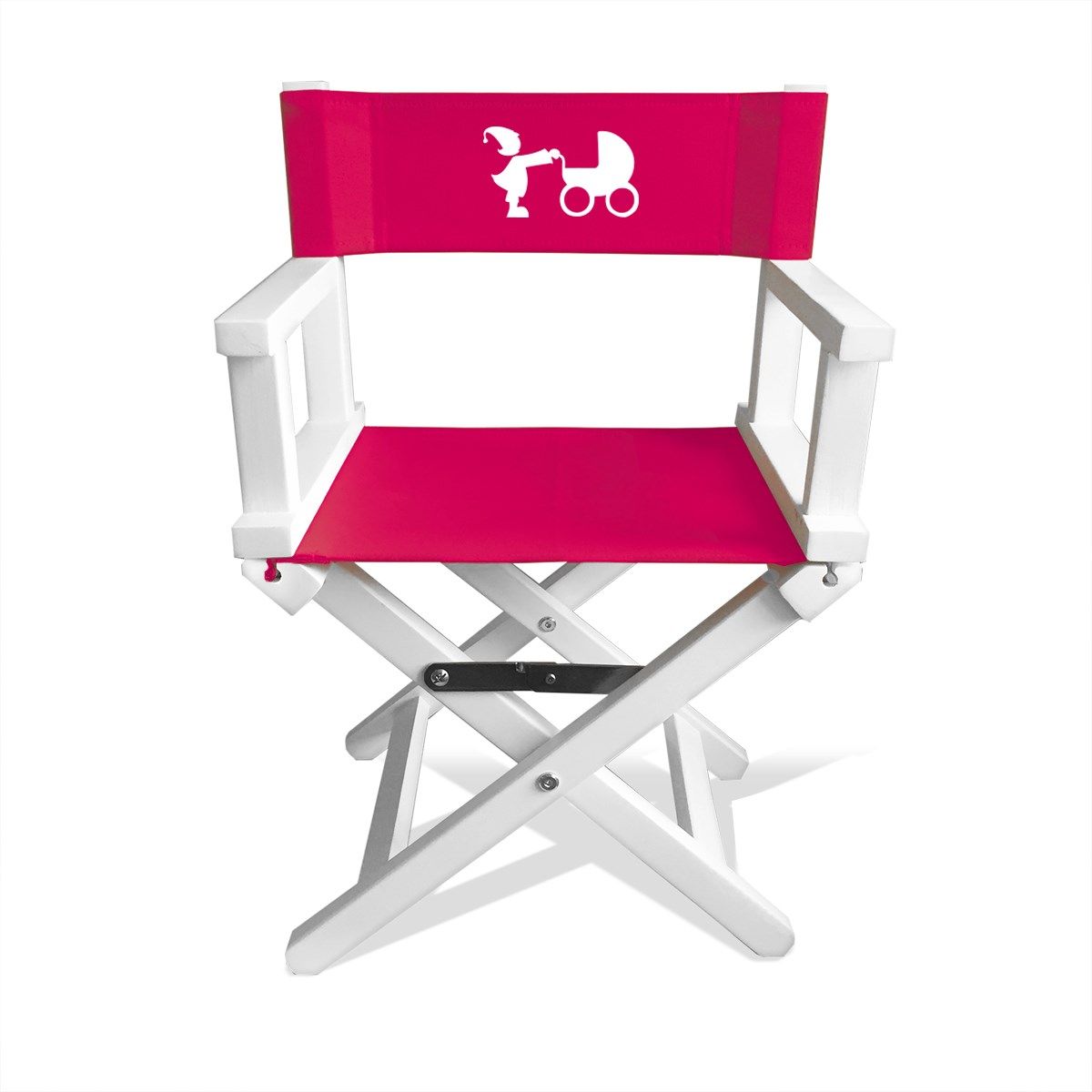 Fauteuil enfant rose framboise motif lutin poussette blanc