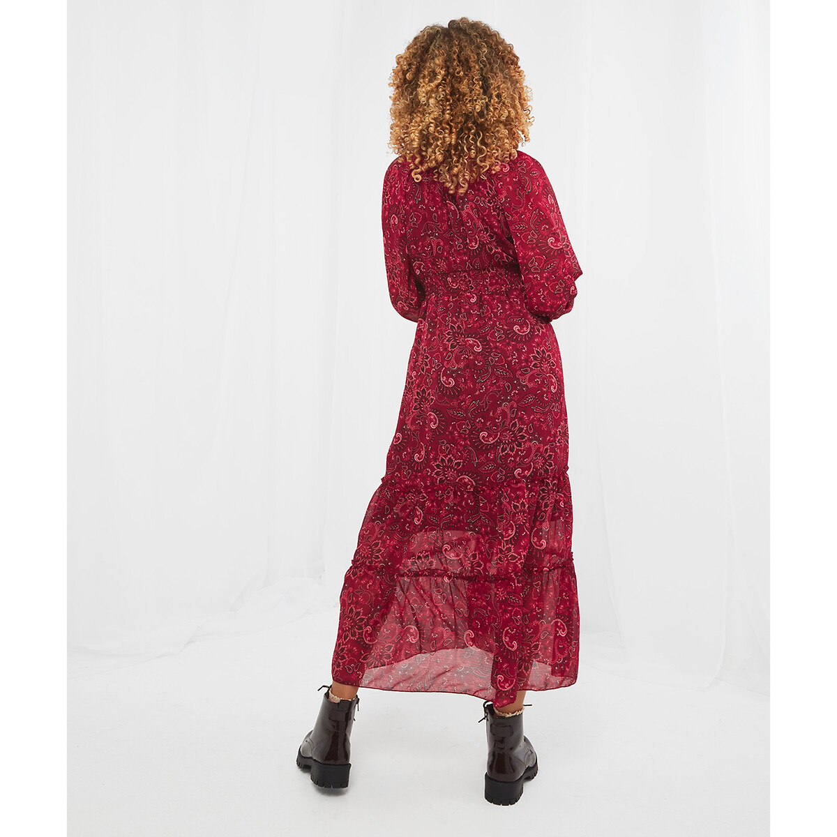 Платье JOE BROWNS Платье Из вуали пояс со сборками принт пейсли 42 розовый, размер 42 - фото 3