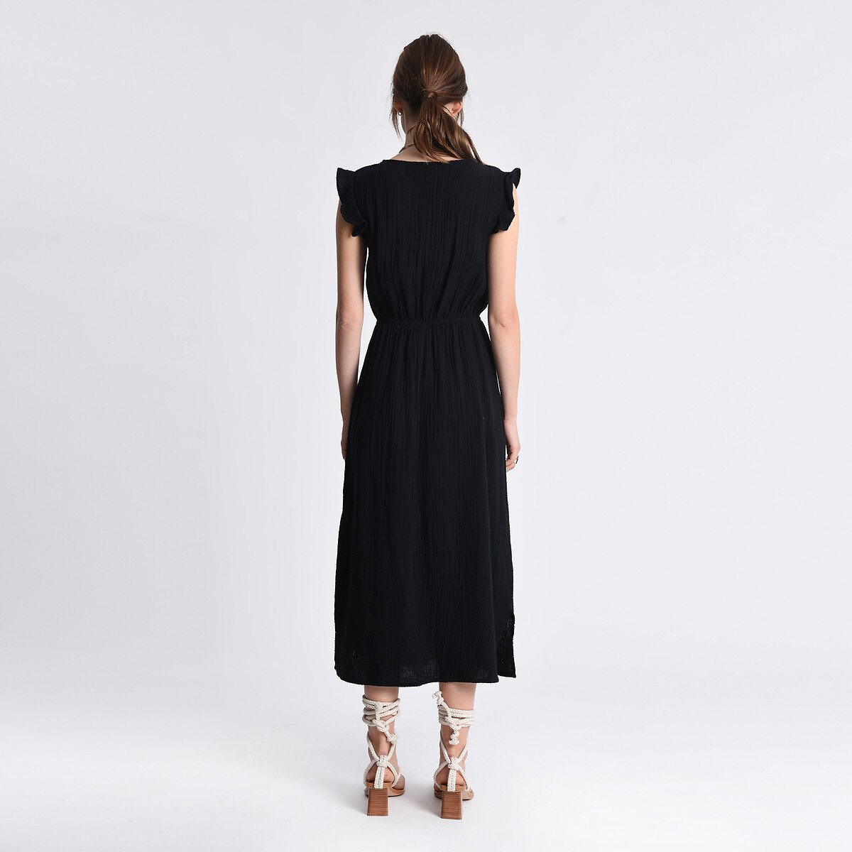 Платье MOLLY BRACKEN Из хлопчатобумажной газовой ткани рукава с волнами XL черный, размер XL - фото 3