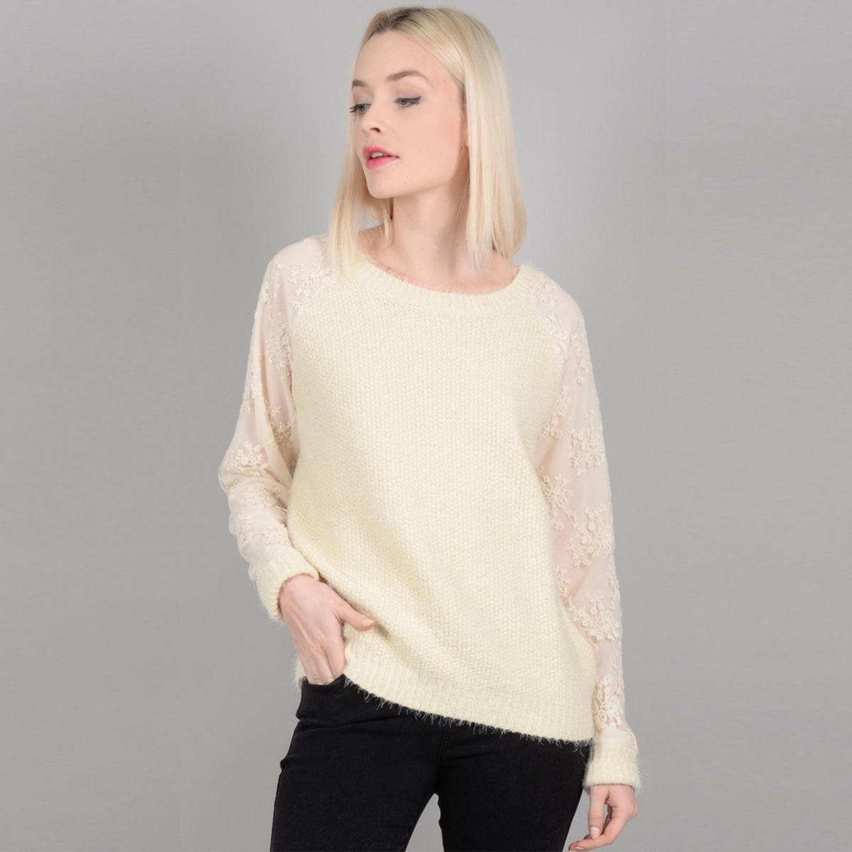 Pull col rond en fine maille