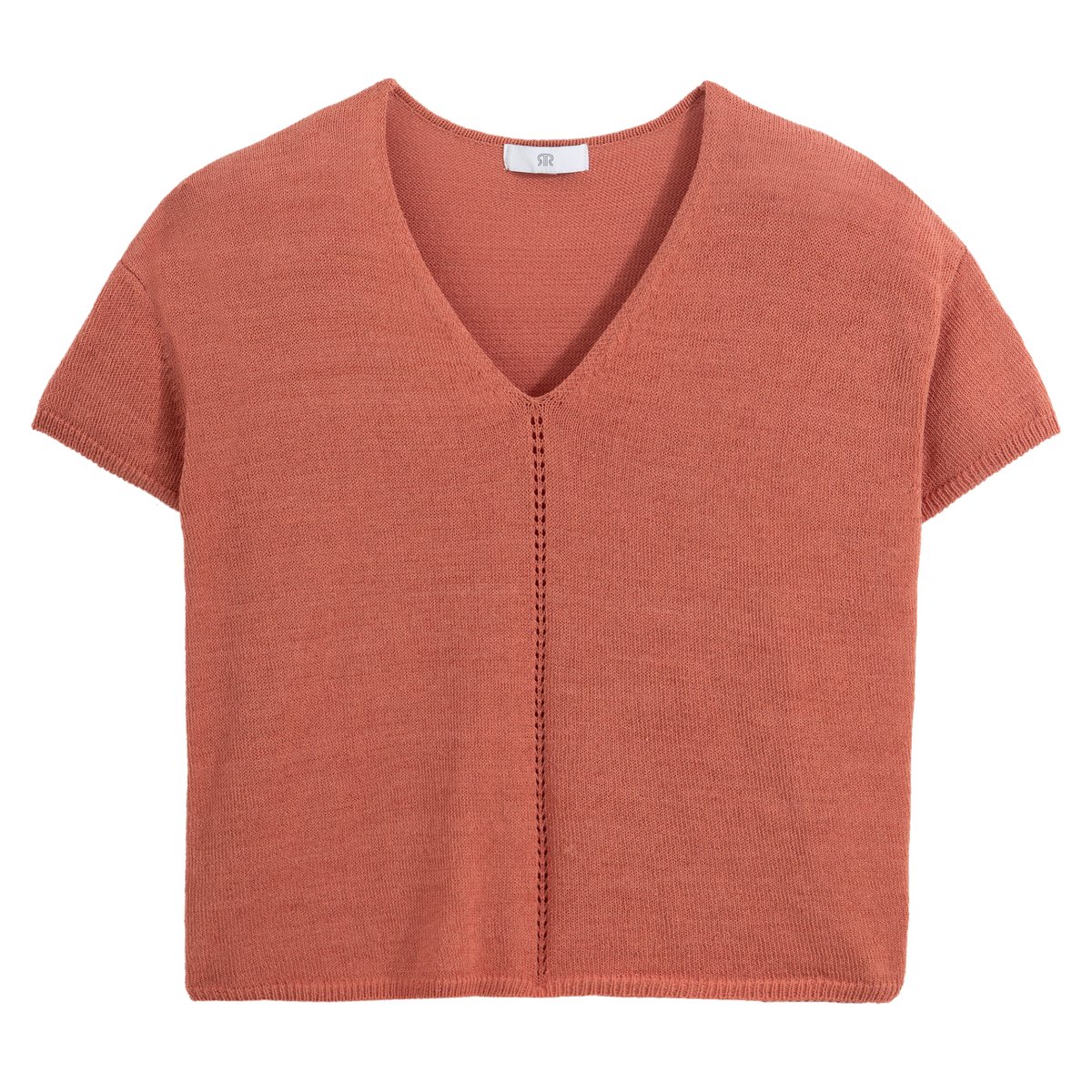 Пуловер La Redoute С V-образным вырезом из тонкого трикотажа XL розовый, размер XL - фото 5