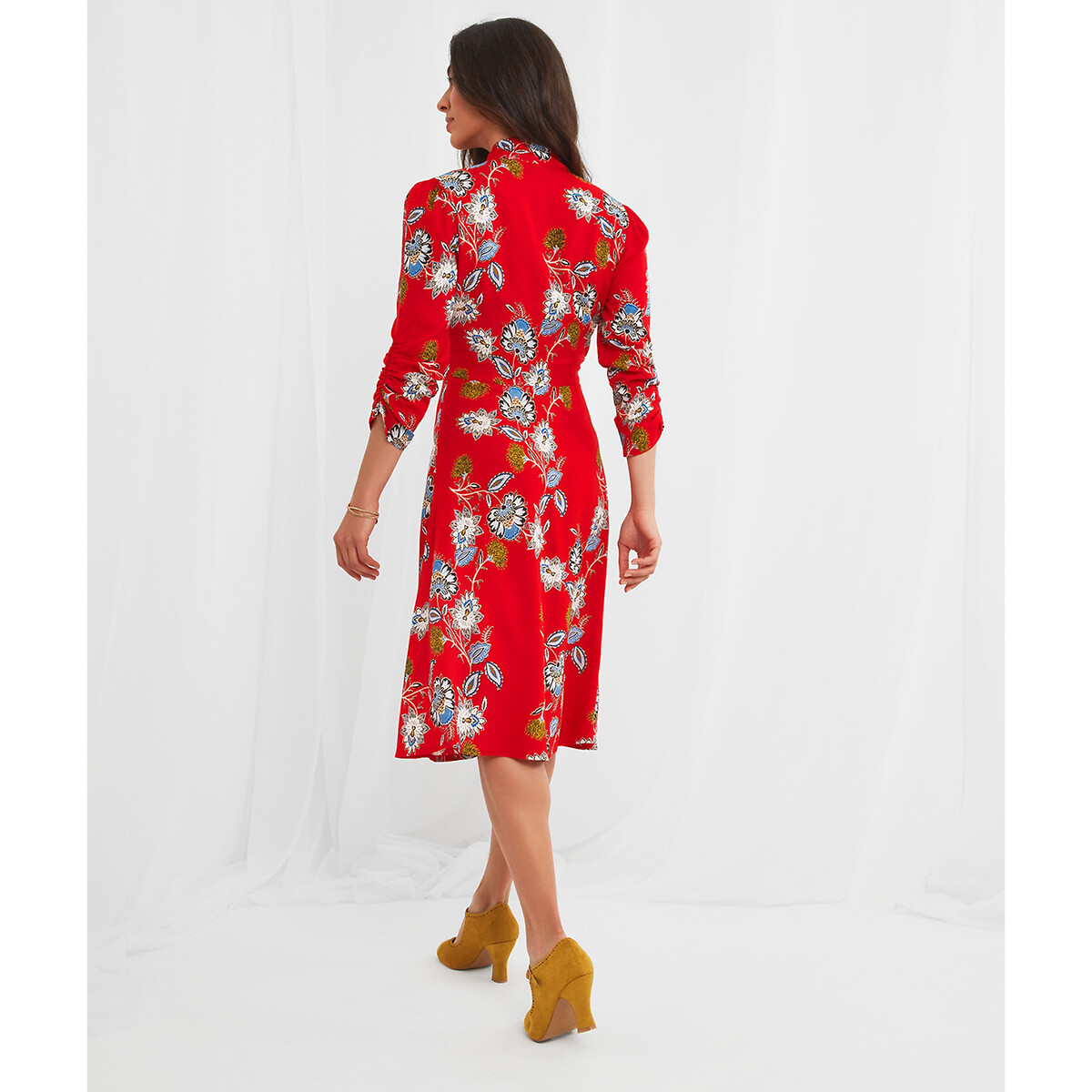 Платье JOE BROWNS Платье С V-образным вырезом цветочный принт 50 красный, размер 50 - фото 3