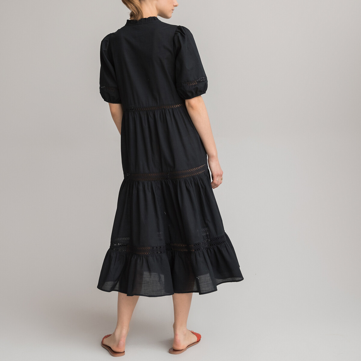 Платье-макси LA REDOUTE COLLECTIONS Из биохлопка 54 черный, размер 54 - фото 4