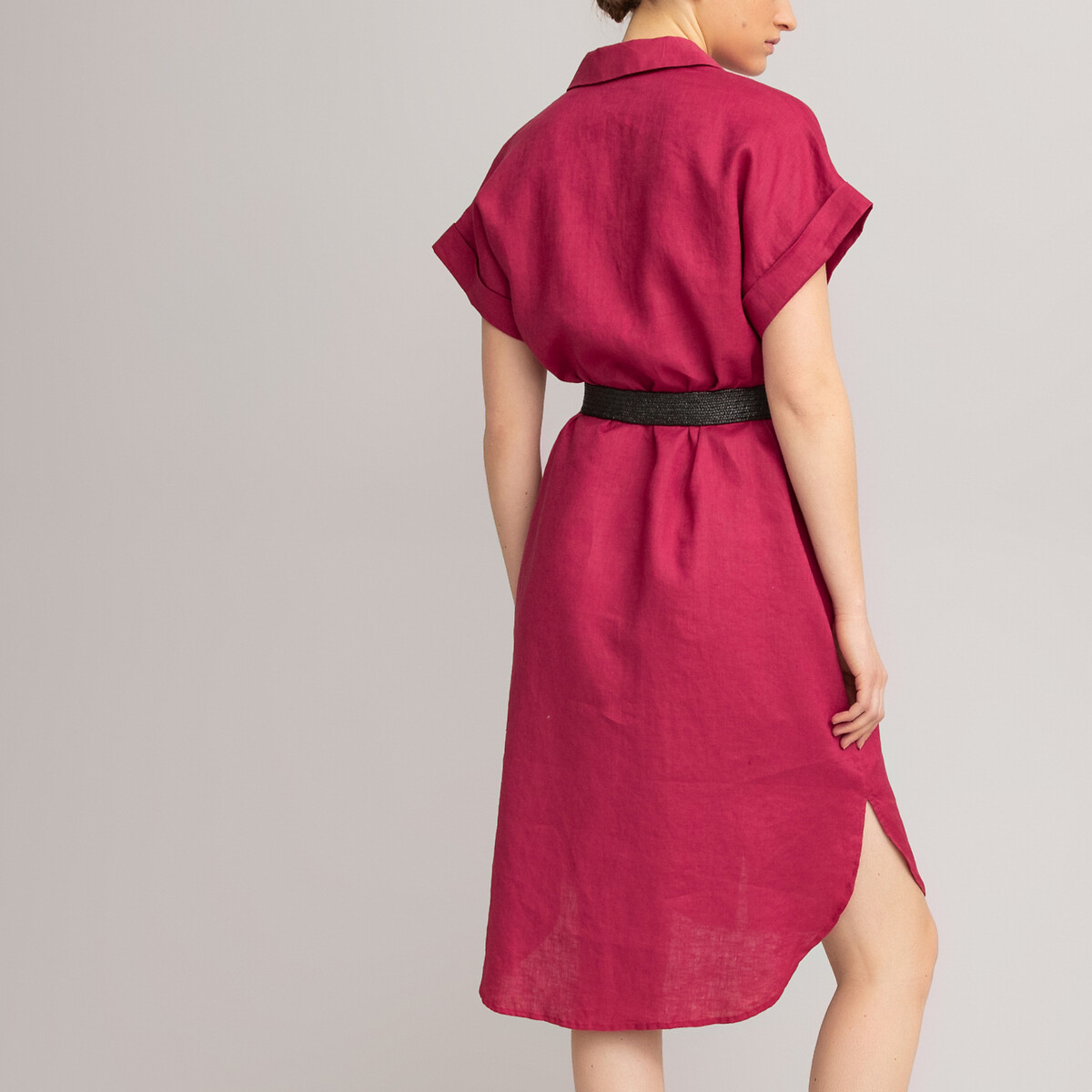 Платье-рубашка LaRedoute С короткими рукавами из льна 46 (FR) - 52 (RUS) розовый, размер 46 (FR) - 52 (RUS) С короткими рукавами из льна 46 (FR) - 52 (RUS) розовый - фото 4