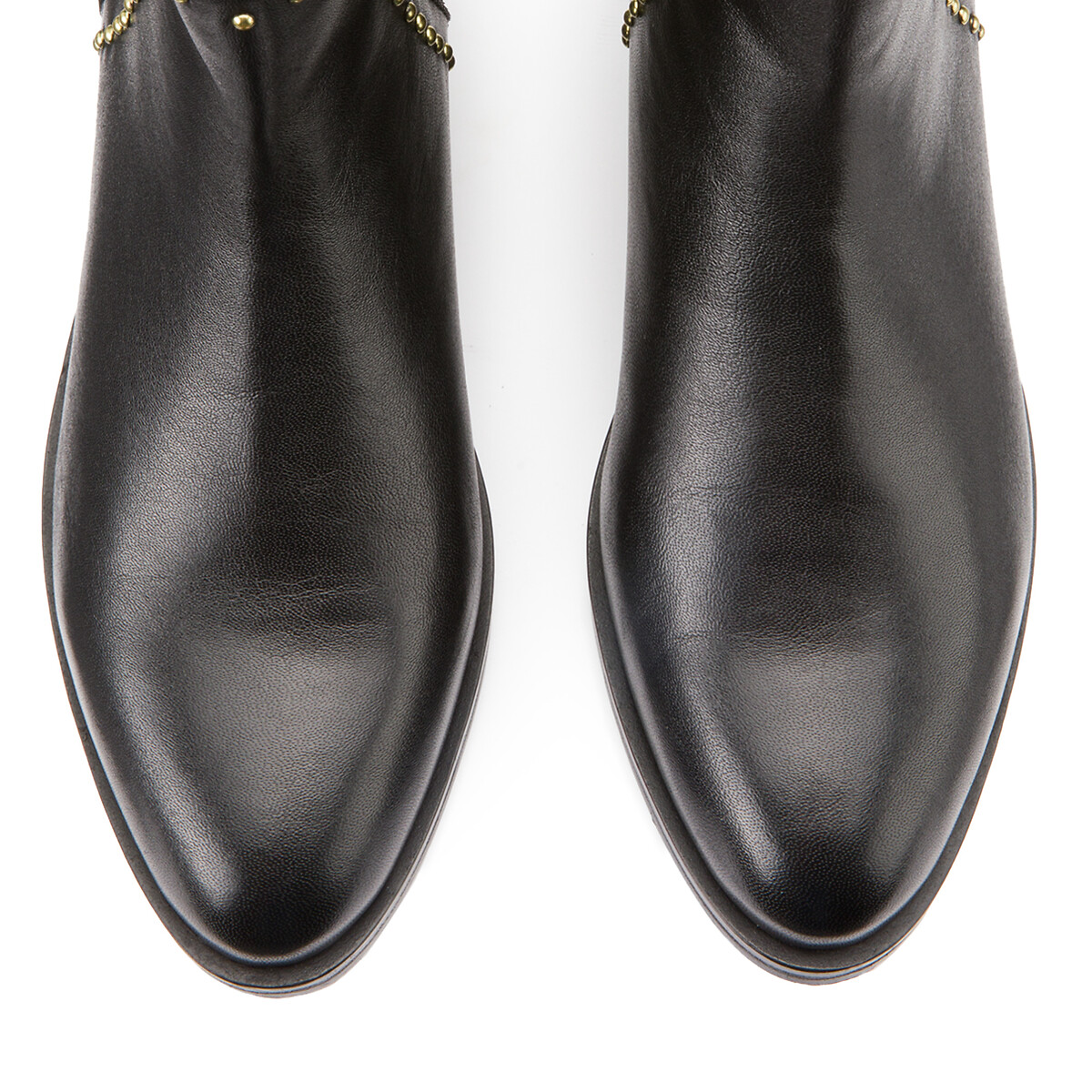 Ботинки-челси LaRedoute Из кожи с заклепками для широкой стопы 41 черный, размер 41 - фото 3