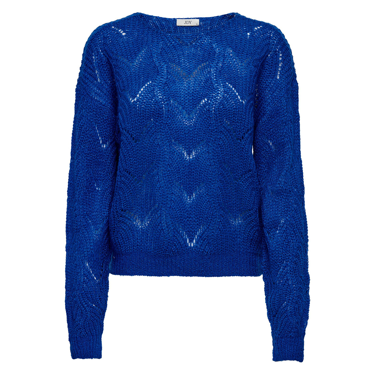 Пуловер С круглым вырезом из ажурного трикотажа S синий LaRedoute, размер S - фото 5