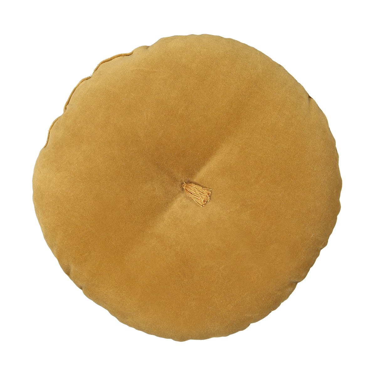 Подушка LaRedoute Круглая из велюра Paula диаметр 35 см желтый, размер диаметр 35 см - фото 1