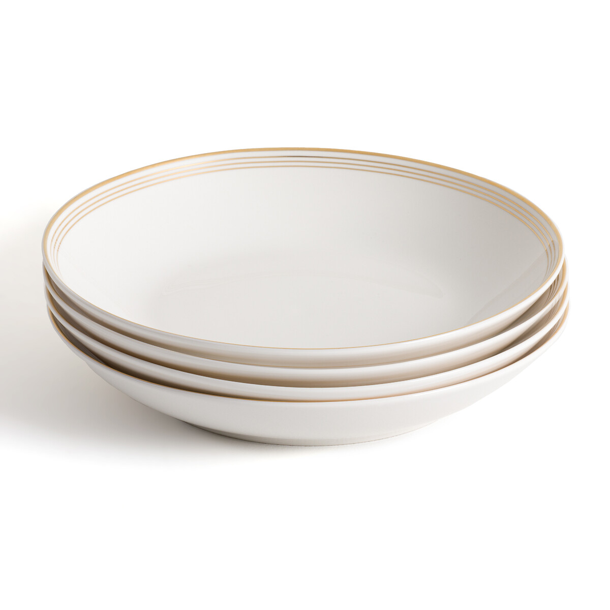 Комплект из четырех фарфоровых суповых Тарелок Soline единый размер белый