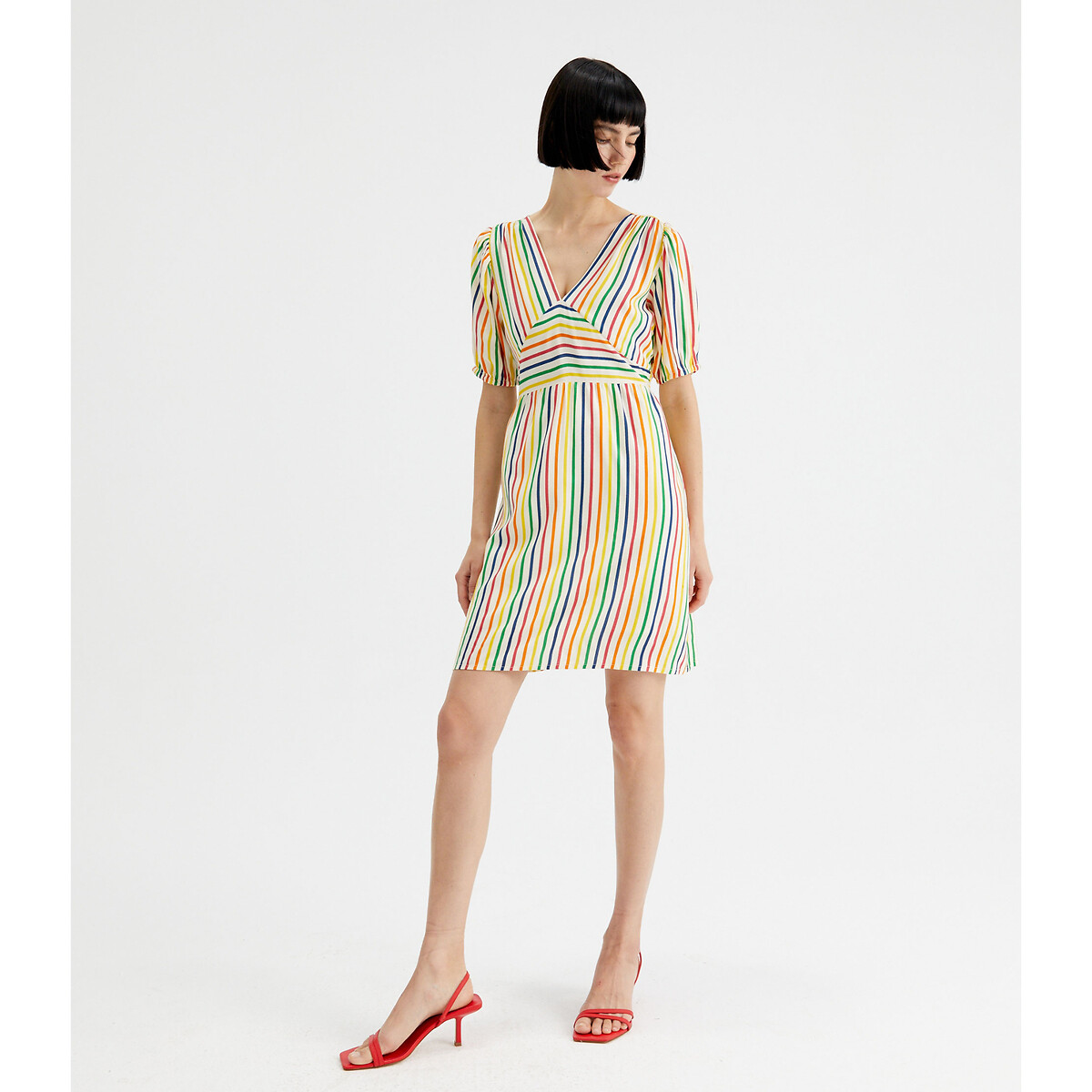 Платье С короткими рукавами в разноцветную полоску L разноцветный LaRedoute, размер L - фото 4