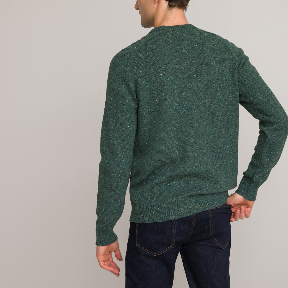 Пуловер С круглым вырезом из плотного трикотажа S зеленый LaRedoute, размер S - фото 4