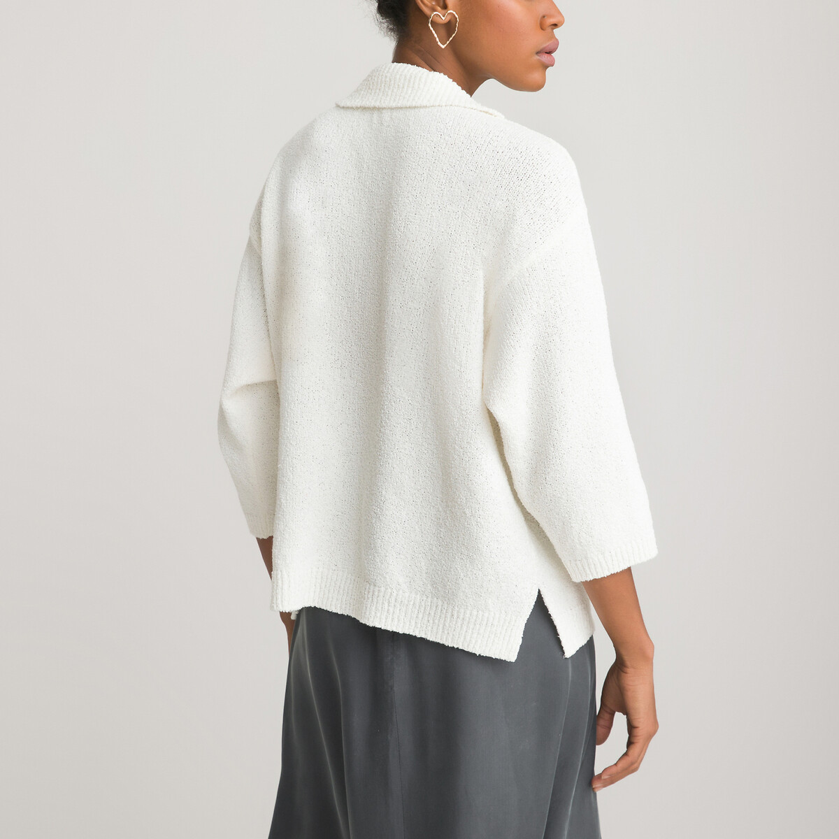 Пуловер LA REDOUTE COLLECTIONS С воротником-стойкой рукава 34 S белый, размер S - фото 4