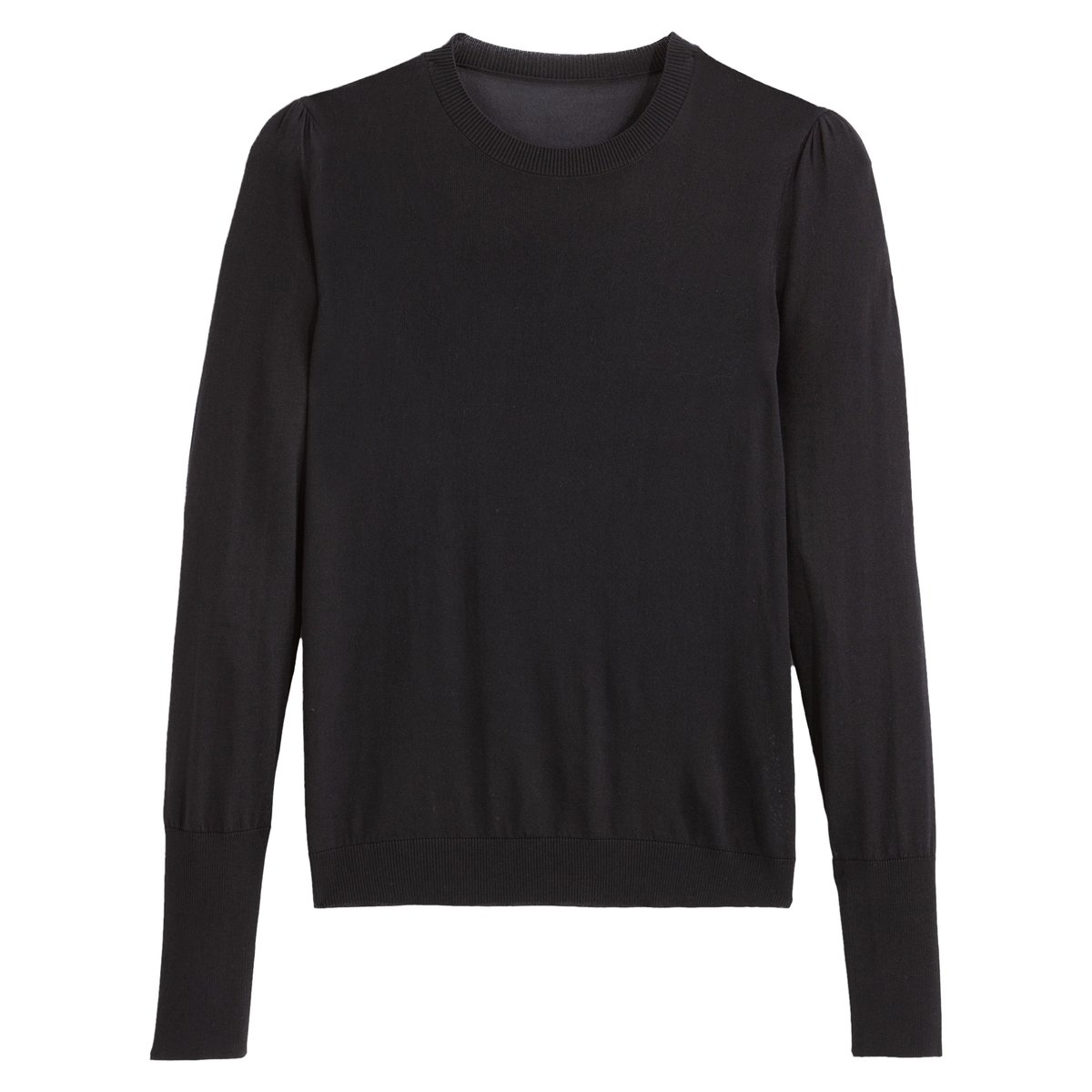 Пуловер LA REDOUTE COLLECTIONS С круглым вырезом из тонкого трикотажа с объемными рукавами S черный, размер S - фото 5