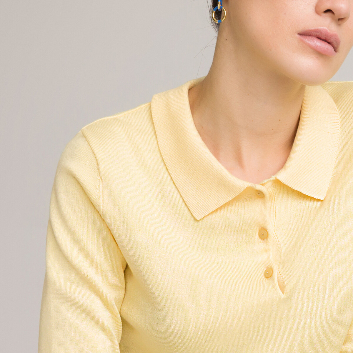 Пуловер LA REDOUTE COLLECTIONS С воротником-поло длинными рукавами из тонкого трикотажа XL желтый, размер XL - фото 3