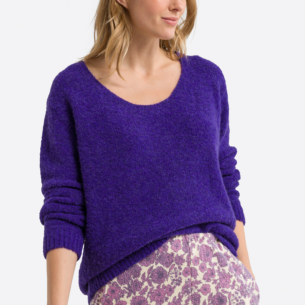 Пуловер объемный с длинными рукавами CIKOYA XS/S фиолетовый