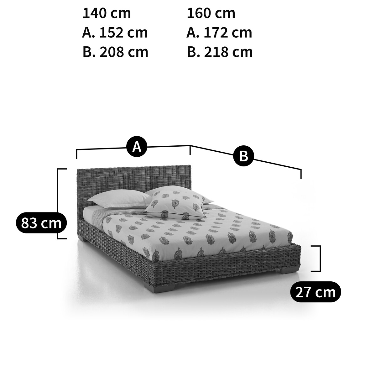Кровать La Redoute Из ротанга кубу  размера Derry 160 x 200 см серый - фото 2