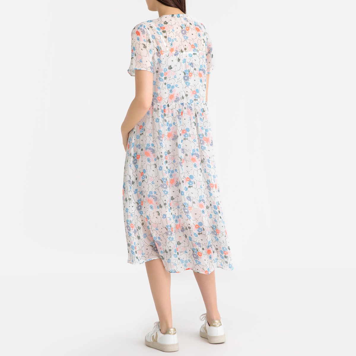 Платье La Redoute С цветочным рисунком и короткими рукавами XS каштановый, размер XS - фото 3