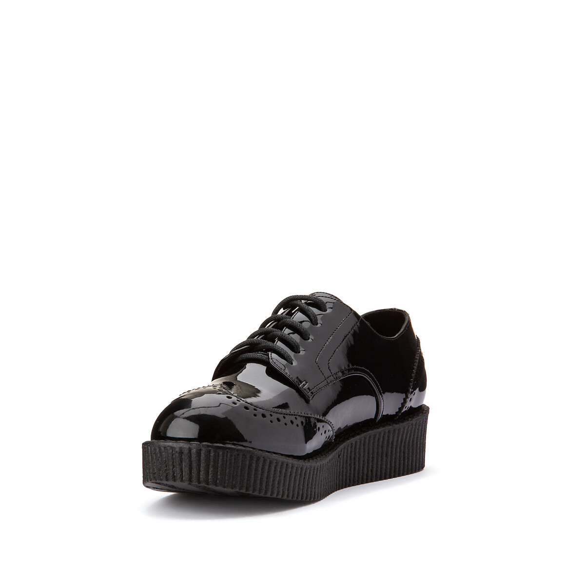 Ботинки-дерби LaRedoute Лакированные для широкой стопы 38-45 38 черный, размер 38 - фото 2
