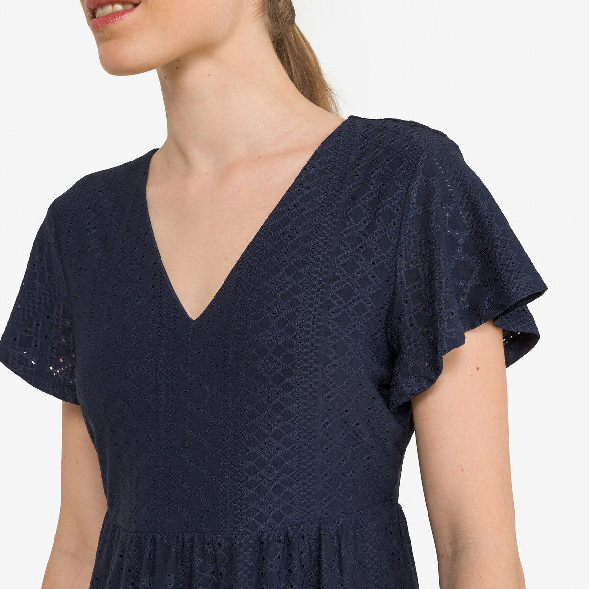 Платье Короткое с V-образным вырезом L синий LaRedoute, размер L - фото 3